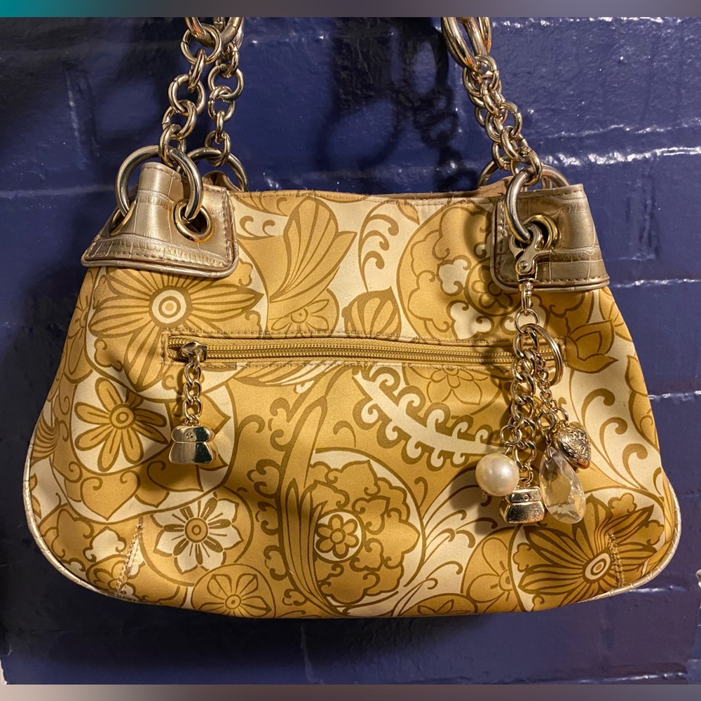 Kathy Van Zeeland Yellow Gold Flowers Bag + Keychain